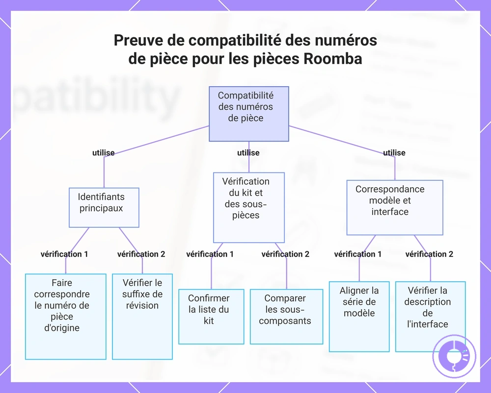 Preuve de compatibilité des numéros de pièce pour les pièces Roomba