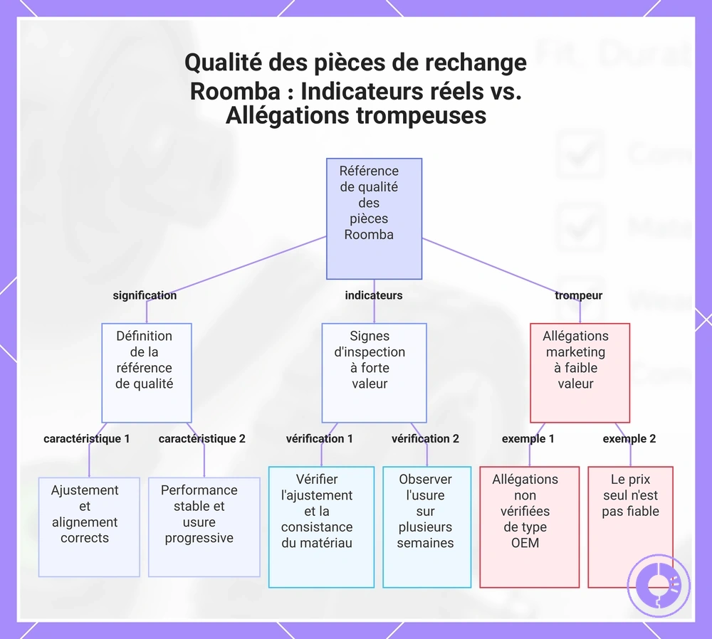 Qualité des pièces de rechange Roomba : Indicateurs réels vs. Allégations trompeuses
