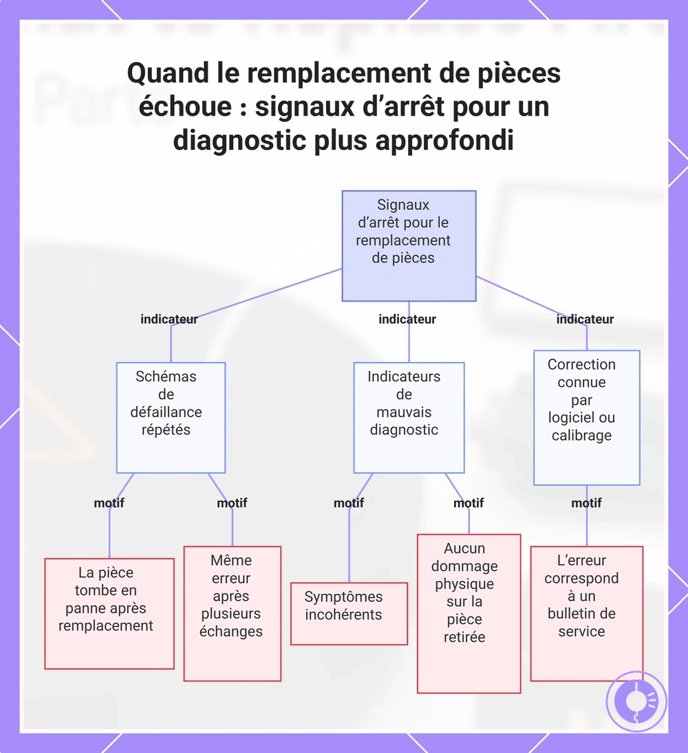 Quand le remplacement de pièces échoue : signaux d’arrêt pour un diagnostic plus approfondi
