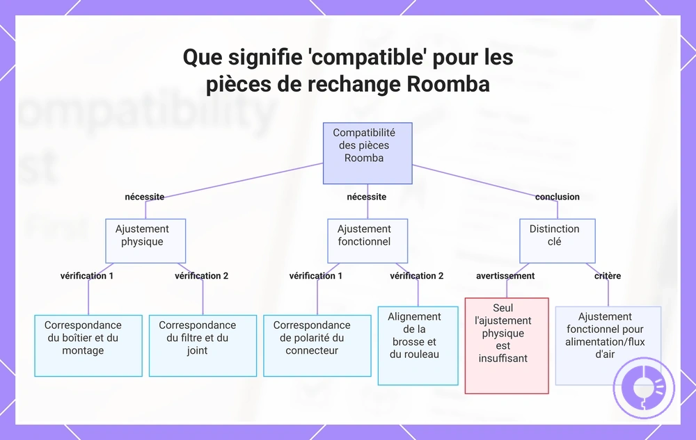 Que signifie 'compatible' pour les pièces de rechange Roomba
