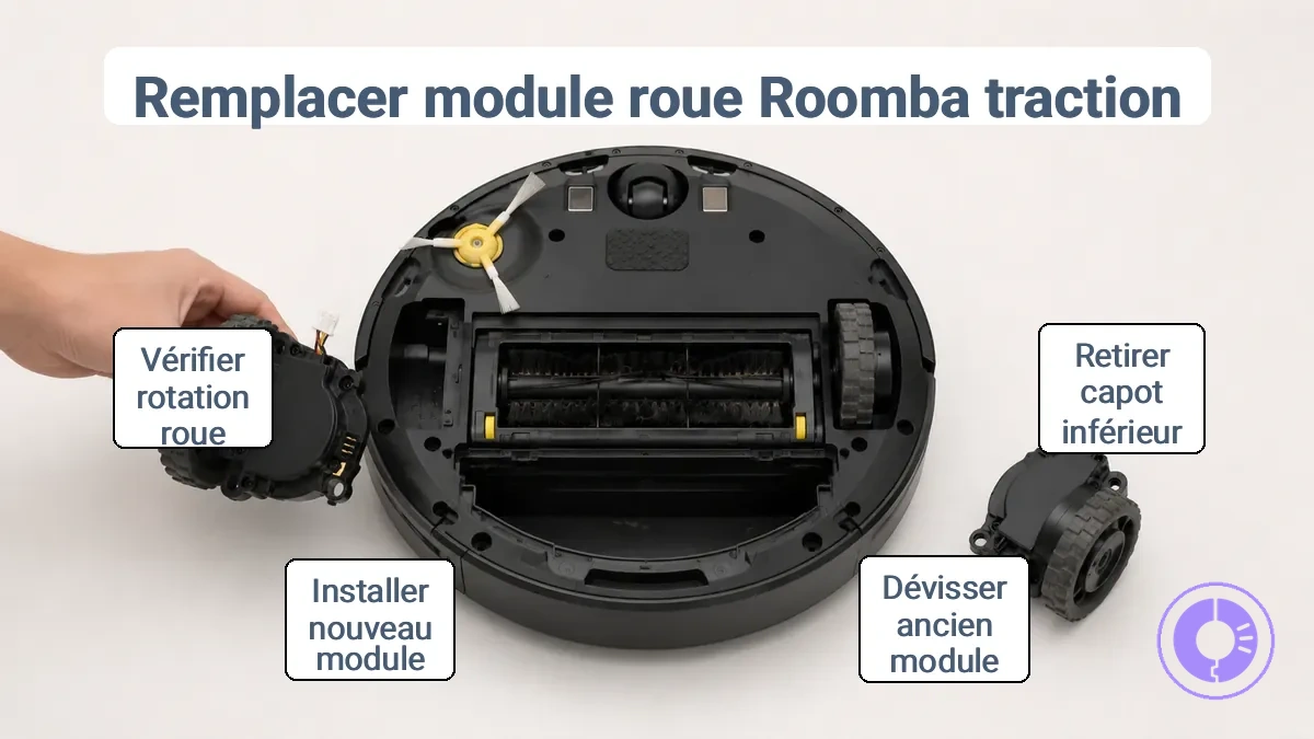 Remplacement module roue roomba traction
