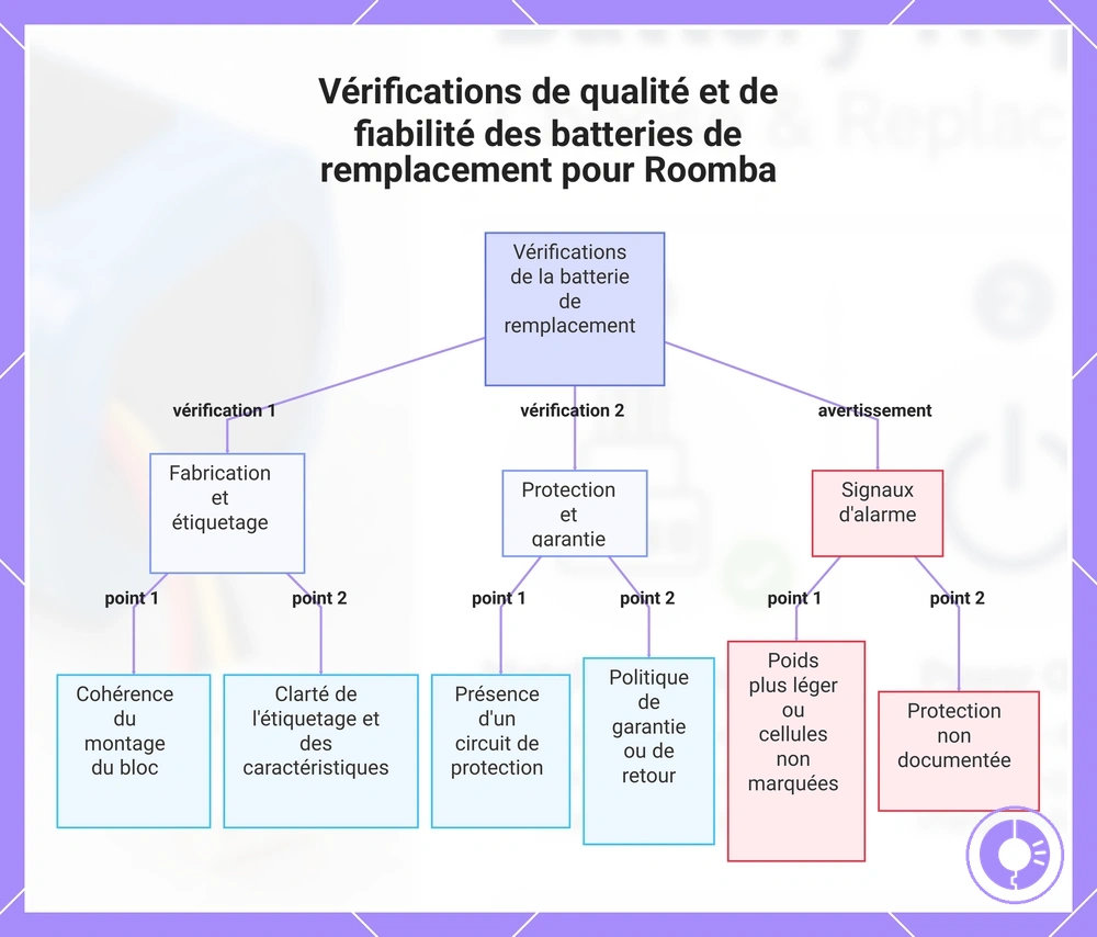 Vérifications de qualité et de fiabilité des batteries de remplacement pour Roomba