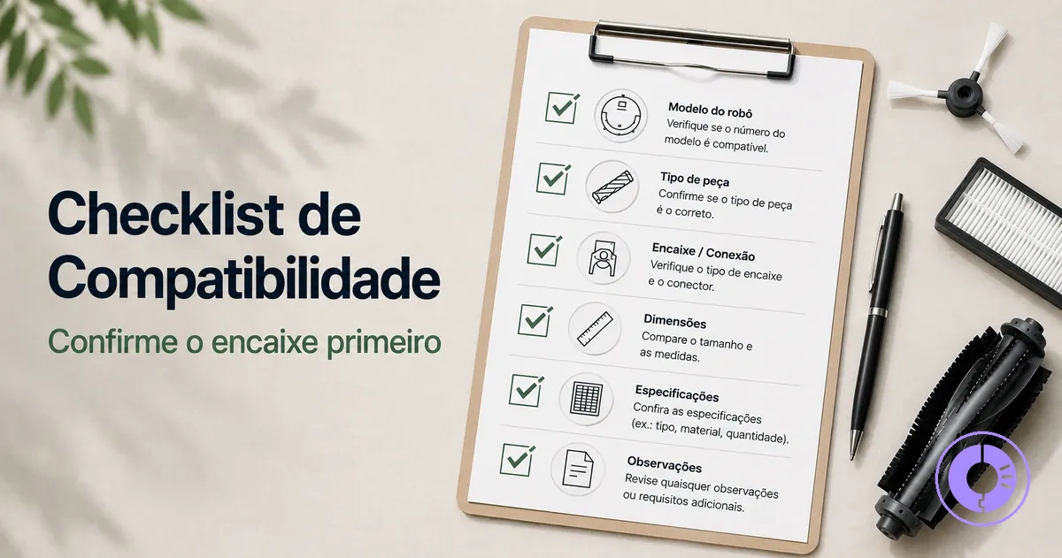 Checklist para confirmar a compatibilidade das peças de Roomba antes da compra