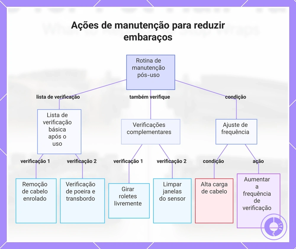 Ações de manutenção para reduzir embaraços
