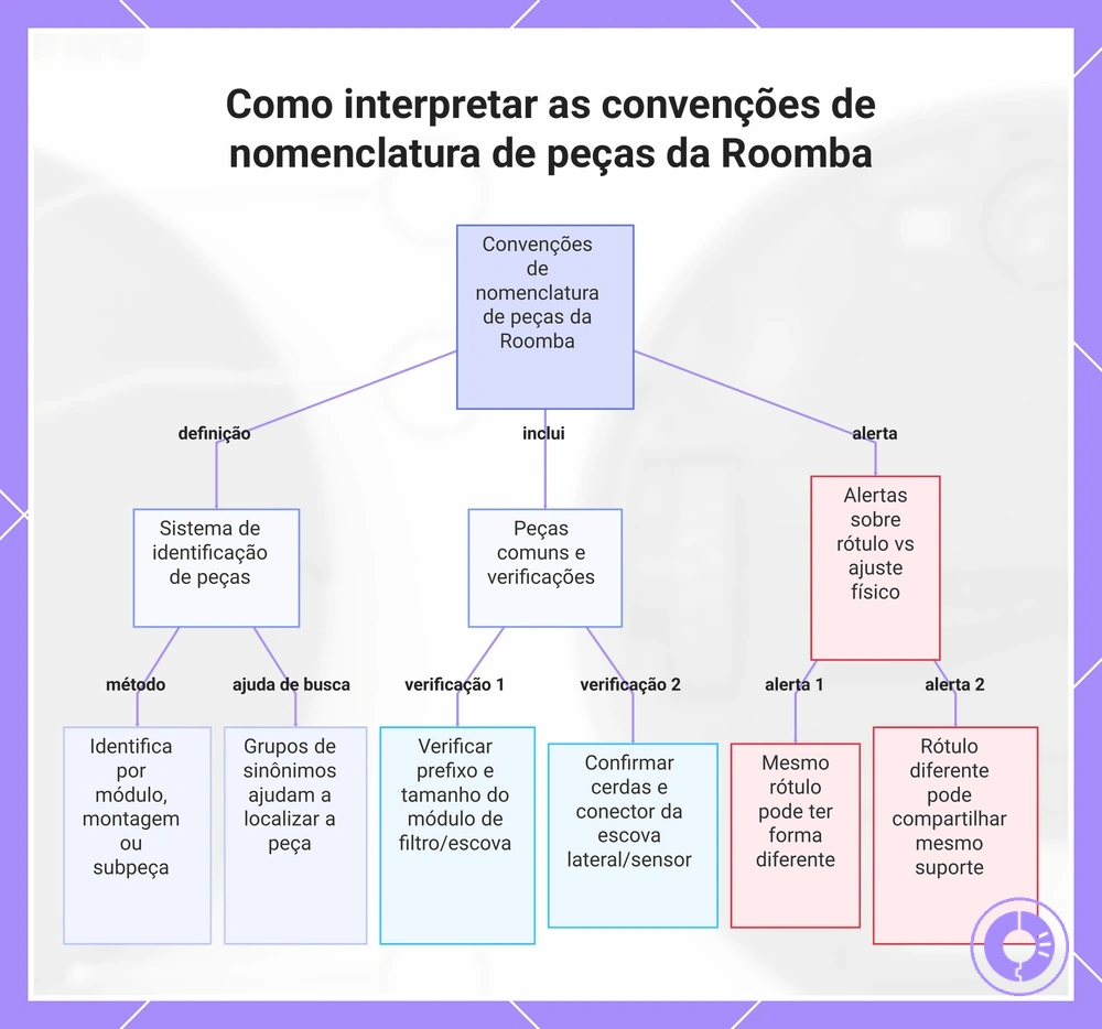 Como interpretar as convenções de nomenclatura de peças da Roomba