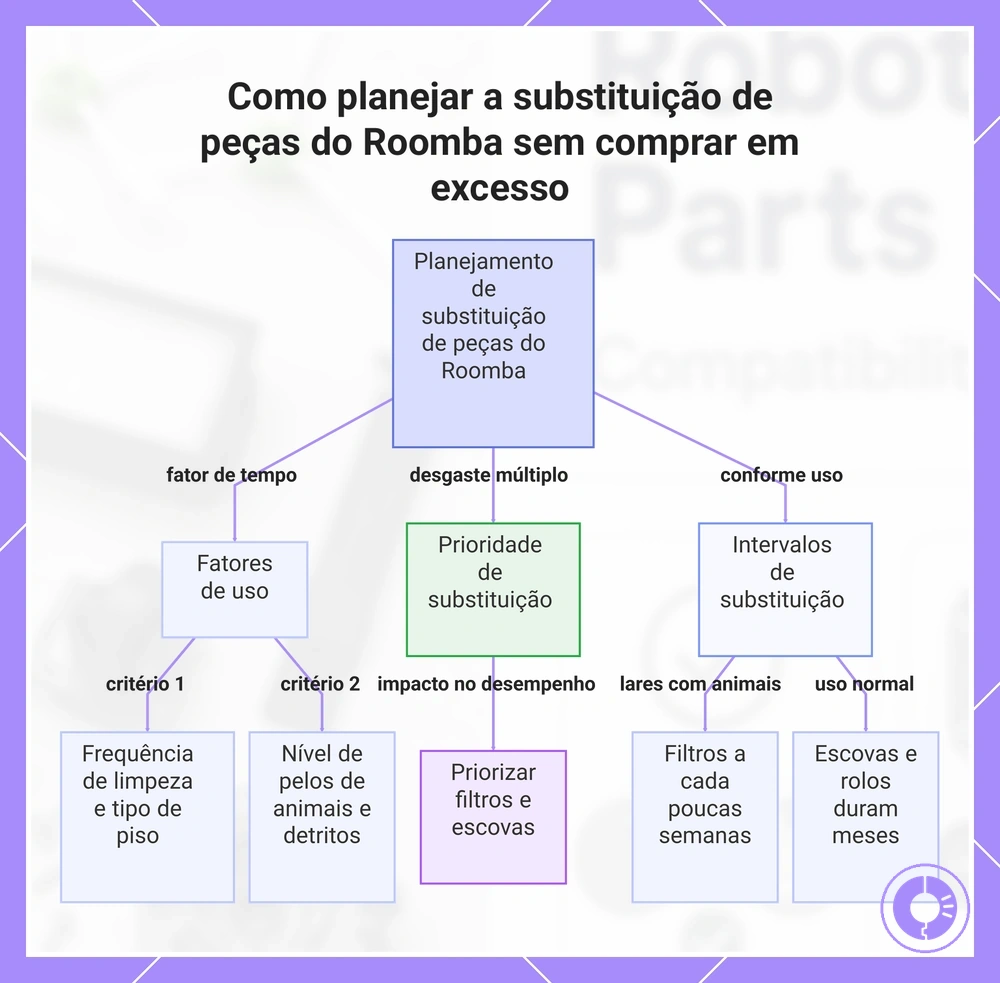 Como planejar a substituição de peças do Roomba sem comprar em excesso