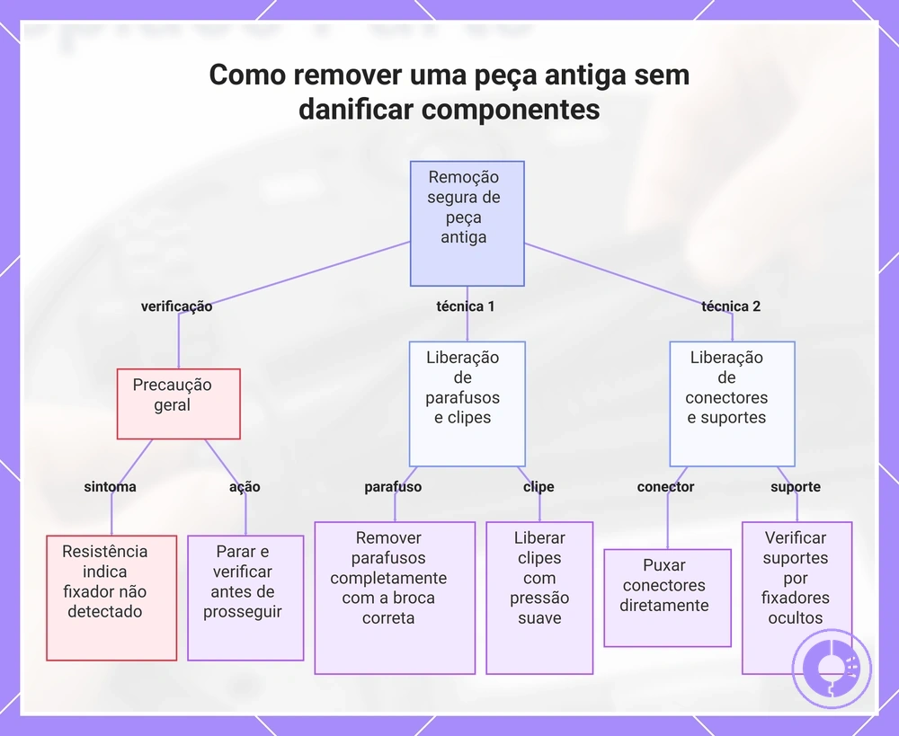 Como remover uma peça antiga sem danificar componentes