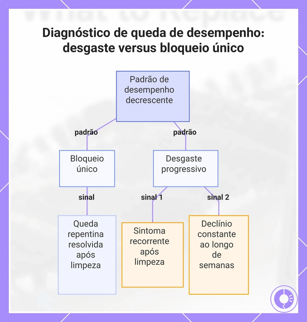 Diagnóstico de queda de desempenho: desgaste versus bloqueio único