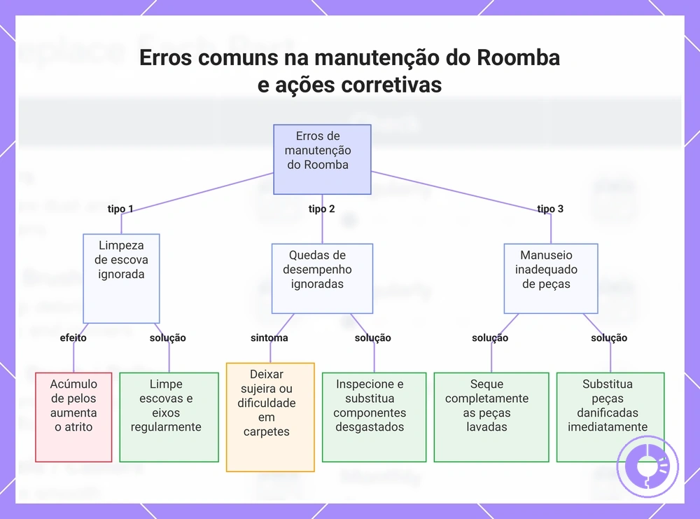 Erros comuns na manutenção do Roomba e ações corretivas