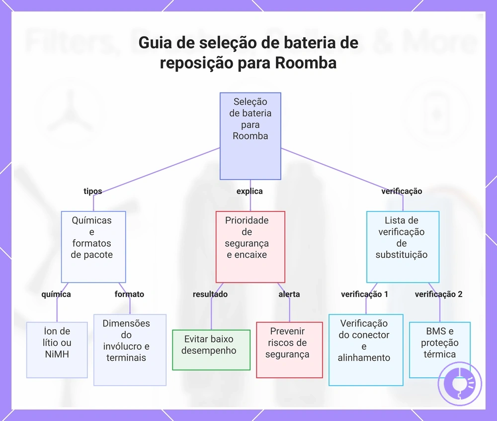 Guia de seleção de bateria de reposição para Roomba