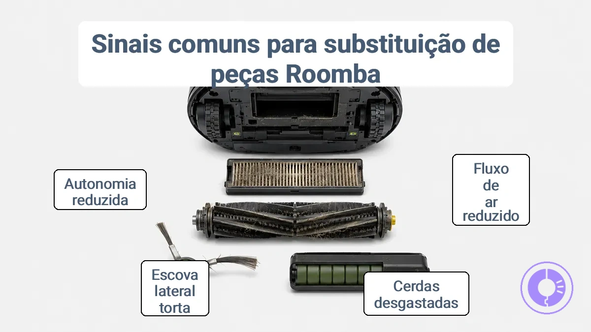 Sinais comuns de desgaste em peças do Roomba que indicam substituição antecipada