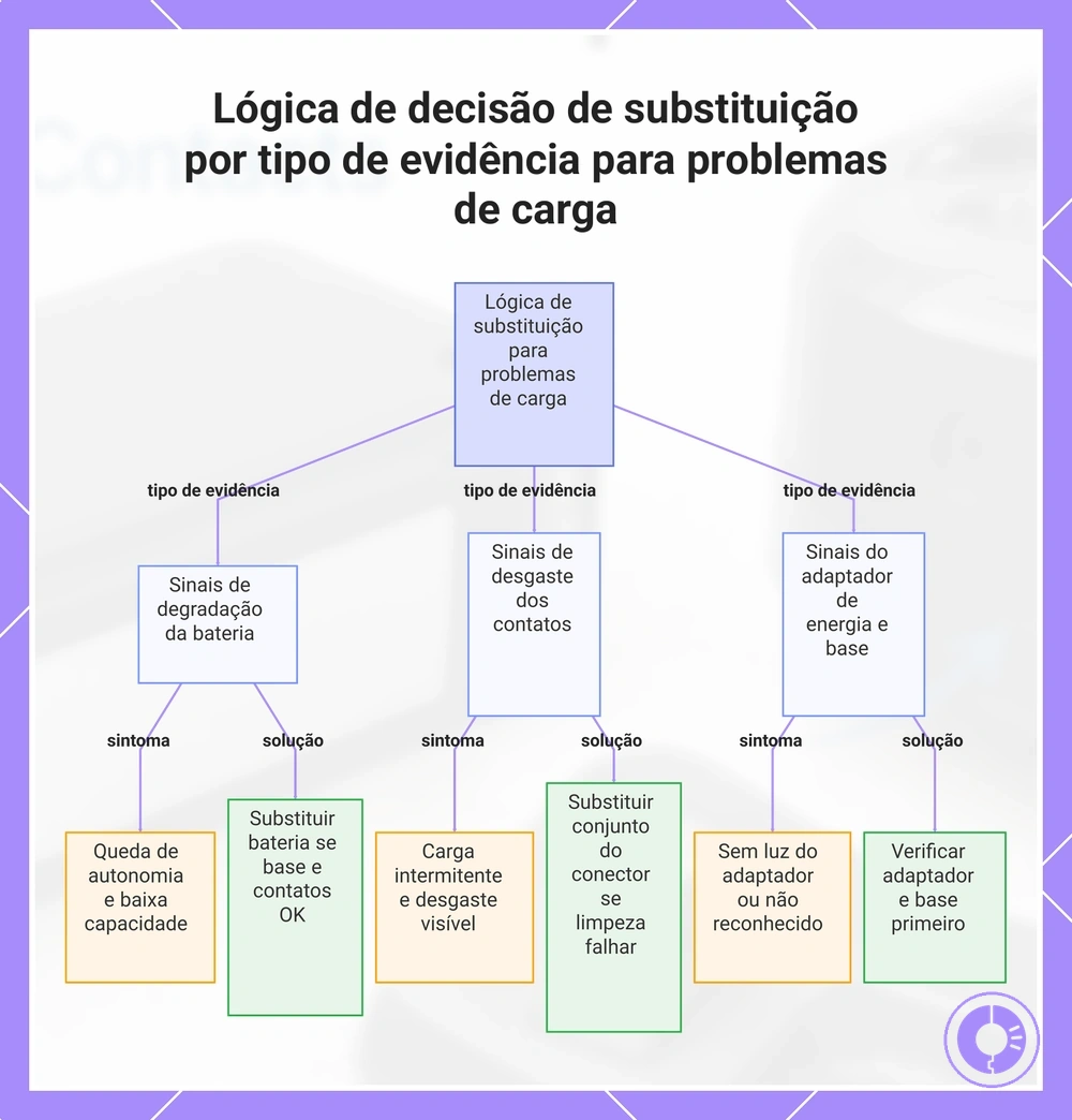 Lógica de decisão de substituição por tipo de evidência para problemas de carga