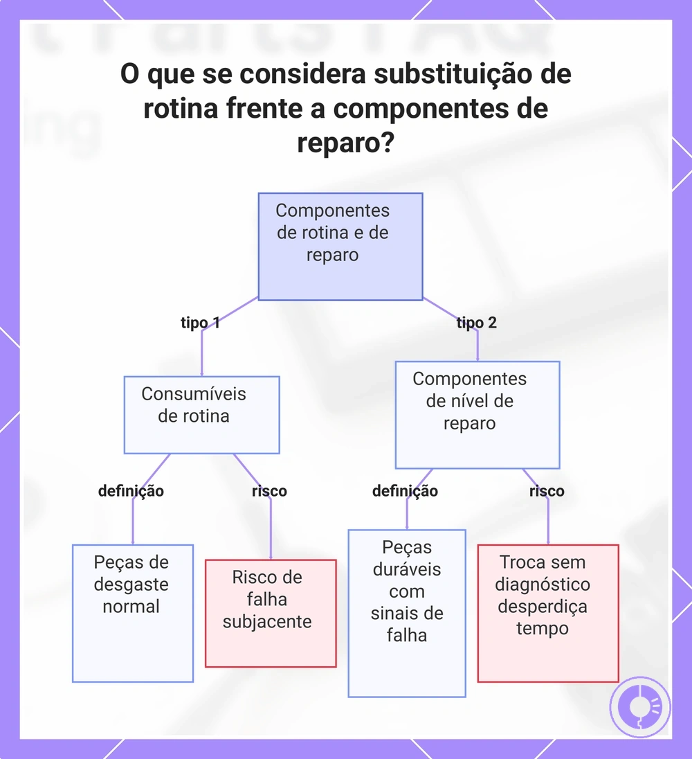 O que se considera substituição de rotina frente a componentes de reparo?