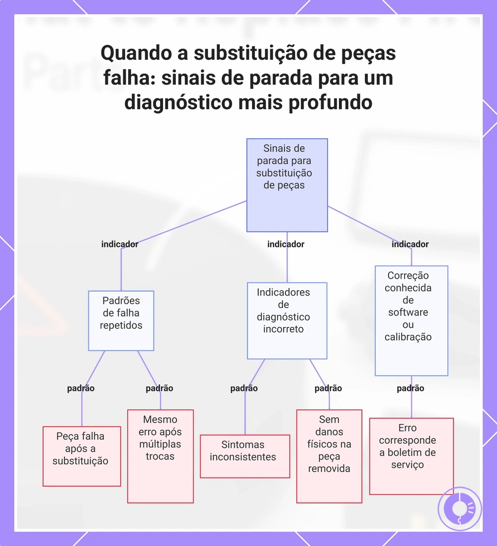 Quando a substituição de peças falha: sinais de parada para um diagnóstico mais profundo
