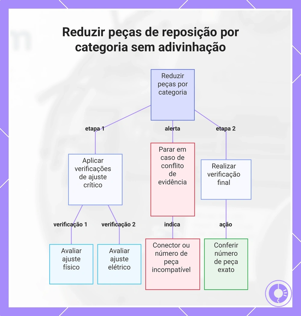 Reduzir peças de reposição por categoria sem adivinhação