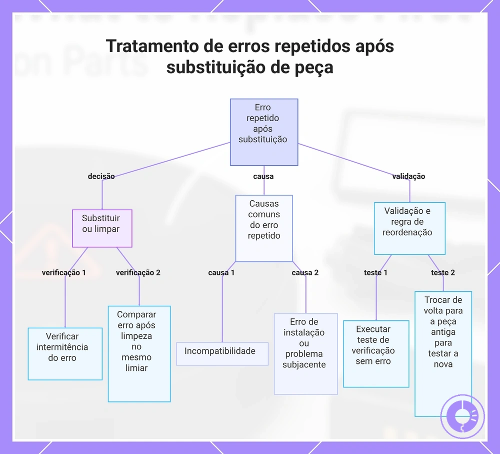 Tratamento de erros repetidos após substituição de peça