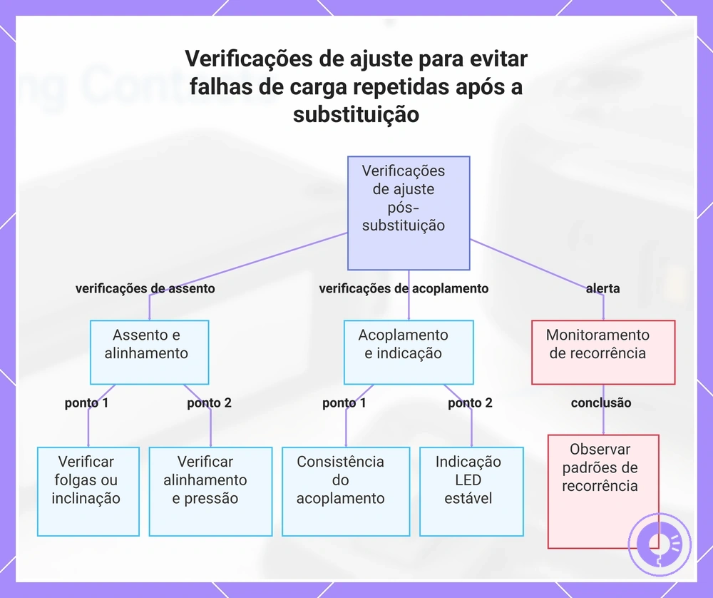 Verificações de ajuste para evitar falhas de carga repetidas após a substituição