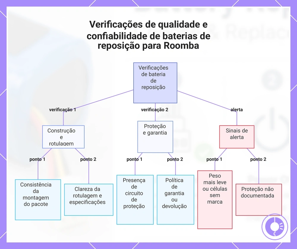 Verificações de qualidade e confiabilidade de baterias de reposição para Roomba