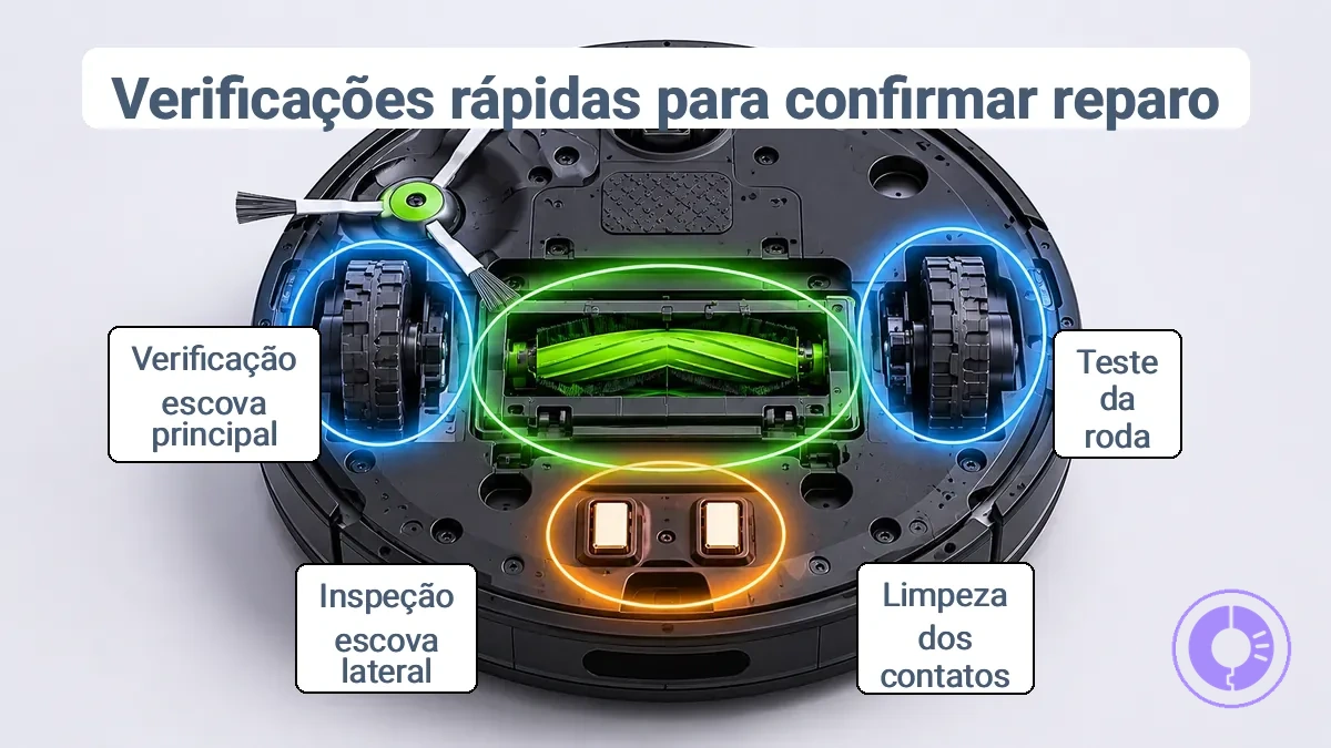 Verificações rápidas para confirmação de reparo em nível de peça.