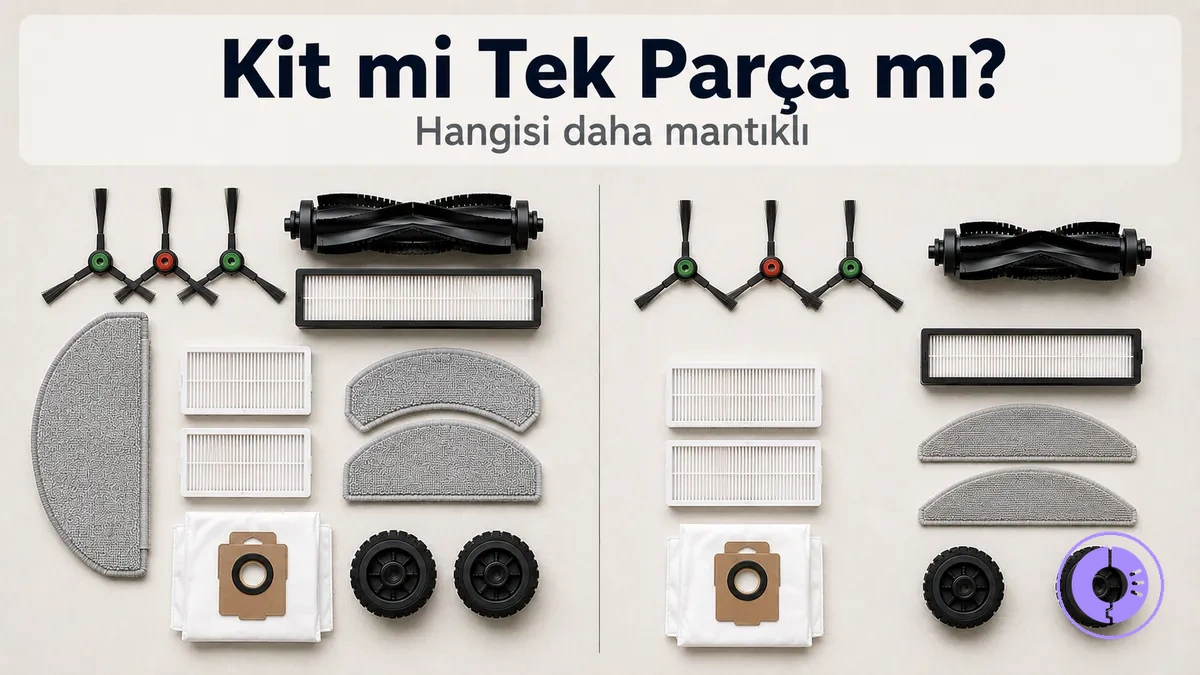 İçeriği göstermek için Roomba yedek parça kiti ile tekil parçaların karşılaştırması