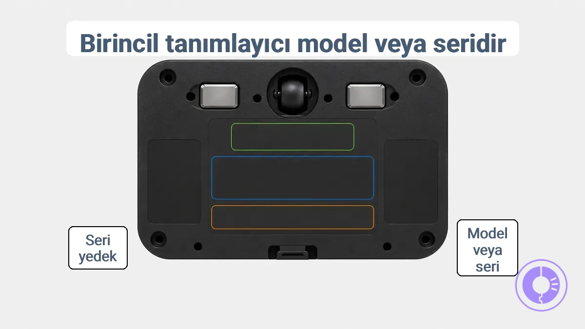 Roomba etiketinde model numarası, seri ve seri numarası