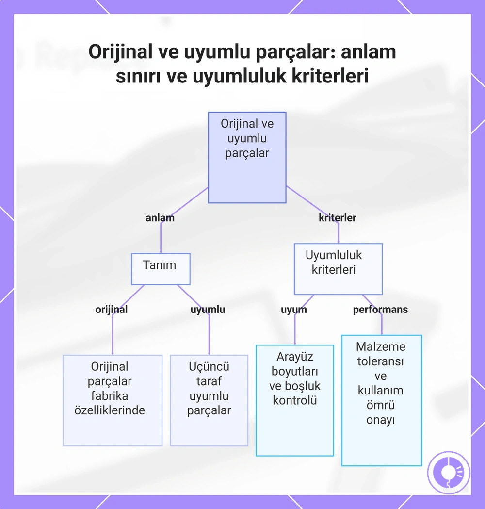 Orijinal ve uyumlu parçalar: anlam sınırı ve uyumluluk kriterleri