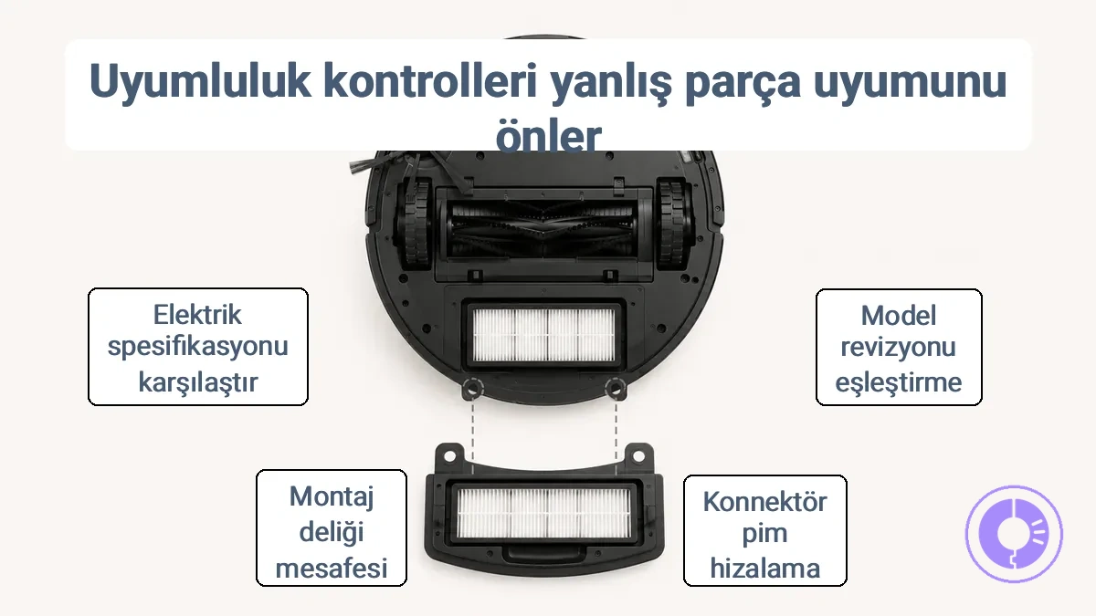 Model ve konektör ipuçları karşılaştırılarak parça uyumluluğunun kontrol edilmesi